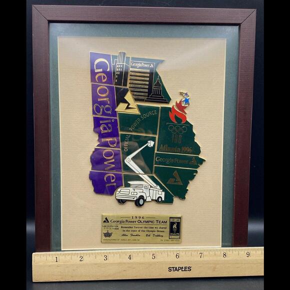 1996 Atlanta Summer Olympics ~ Georgia Power Jumbo Puzzle Pin Set Framed &Matted - Picture 9 of 9